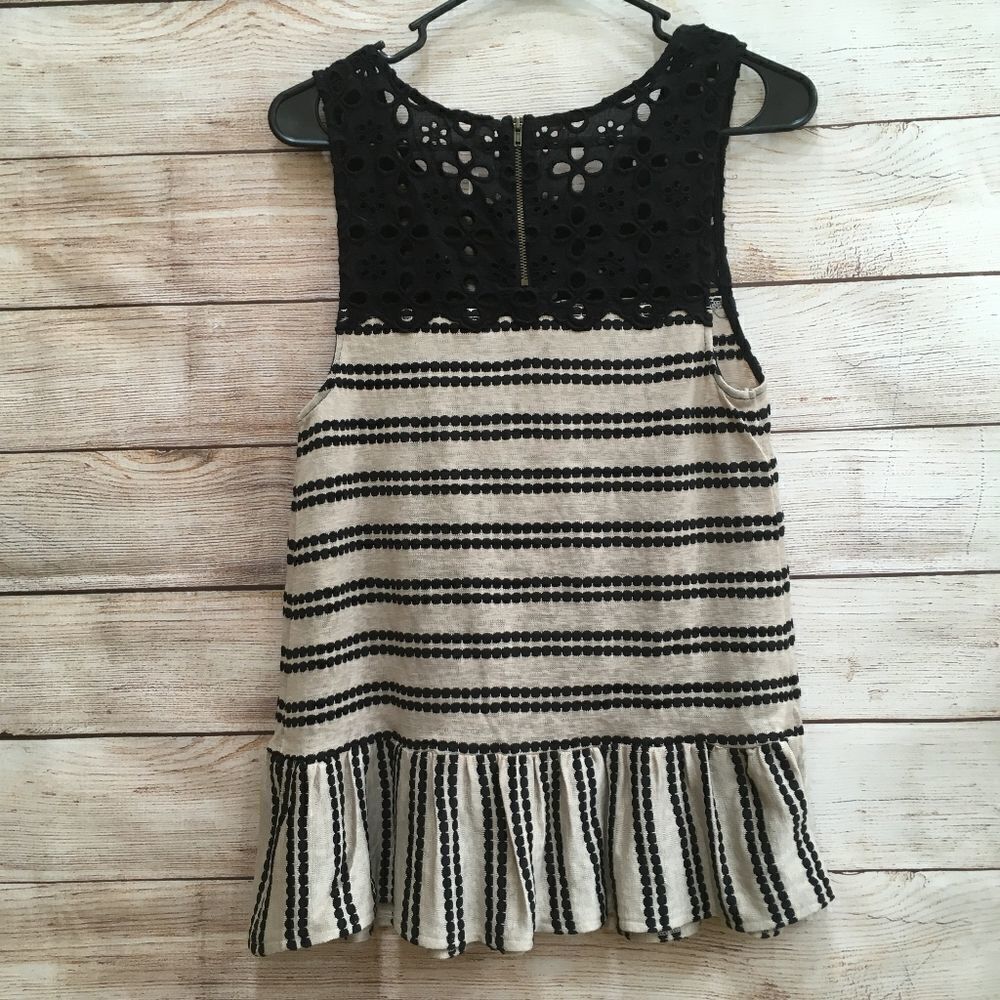 FREE PEOPLE‎ MOLLY RETRO STRIPED PEPLUM TOP IN TAN AND BLACK - Picture 5 of 8